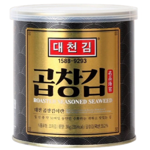 대천곱창김캔 - 대천 바삭바삭 저염 곱창김 30g x 6캔, 6개