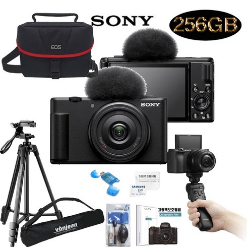 소니zv-1f - SONY ZV-1F +256GB+GP-VPT2BT슈팅그립+미러리스가방+삼각대+크리닝킷+보호필름+리더기 브이로그 패키지, 블랙