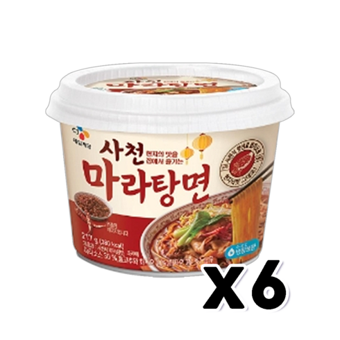 CJ 사천마라탕면 즉석용기컵 217.3g x 6개, 단품