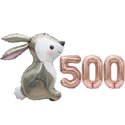 파파 파티 토끼 기념일 숫자 풍선 세트, 토끼 500, 1세트