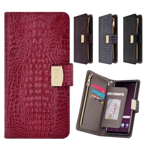 레드울프 다비드지퍼 코팅소가죽 지퍼수납 지갑형 핸드폰케이스