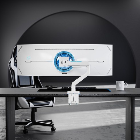 엔산마운트 NH-15L 화이트 고중량 RGB게이밍 싱글모니터암, 1개