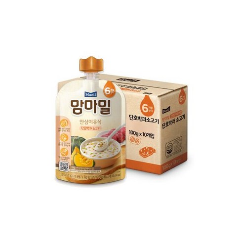 맘마밀 안심이유식 6개월 단호박과 소고기 100g 10팩, 10개