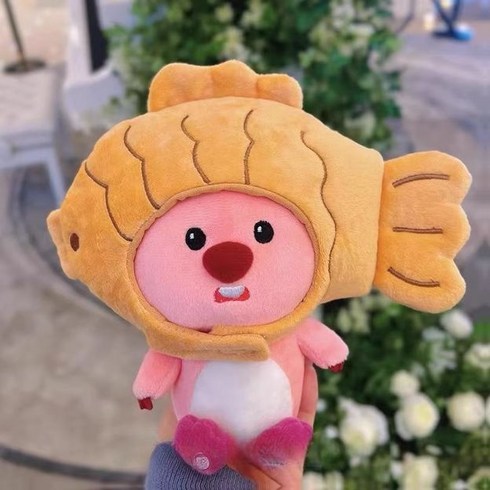 잔망루피인형 작은 인형 키링 귀여운 캐릭터 애착인형 선물 봉제, 인형+붕어빵모자 세트