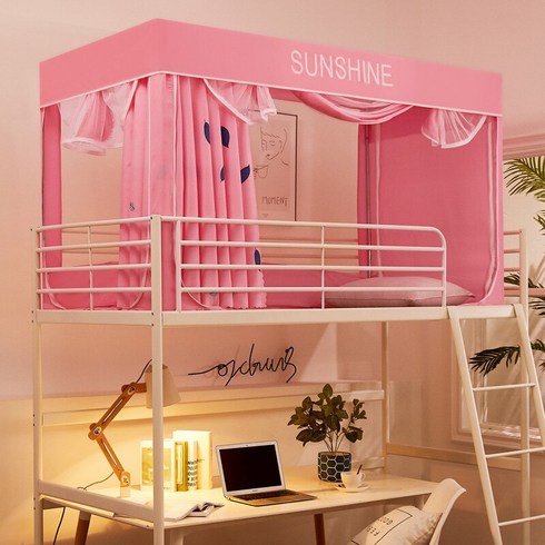 2023년 가성비 최고 이층침대 - 한국 학생 기숙사 암막 침대 커튼 프레임 침대 커튼 포함 모기장 모기 방지 캐노피 침대 텐트 3 문, 11, upper bunk90x190x110