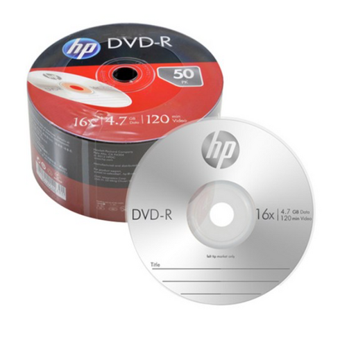 HP DVD-R 잉크젯 프린터블 공디스크 16x 4.7GB 50P 벌크 팩