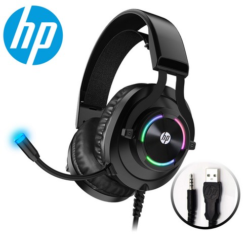 2023년 가성비 최고 hp게이밍노트북이어폰 - HP 스테레오 유선 LED 게이밍 헤드셋, H360, 혼합색상
