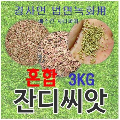 잔디씨 - [경사면용/무료배송] 혼합양잔디씨앗 3kg 약30평 무료배송/발아율 80%이상/잔디 잔디씨 양잔디씨 잔디씨앗 법면녹화 사방공사용, 1개