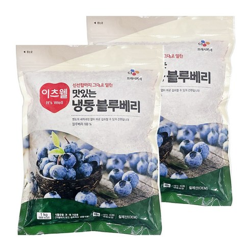 냉동블루베리 - CJ프레시웨이 냉동 블루베리 1kg, 2개