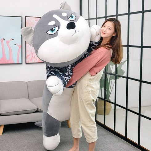 TANC모찌인형 80cm~200cm 대형쿠션 바디필로우 강아지인형 등받이쿠션 초대형 안고자는 수면 선물, 허스키 그레이