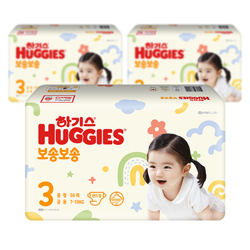 하기스 2022 보송보송 밴드형 기저귀 공용 중형 3단계(7~10kg), 3단계, 224매