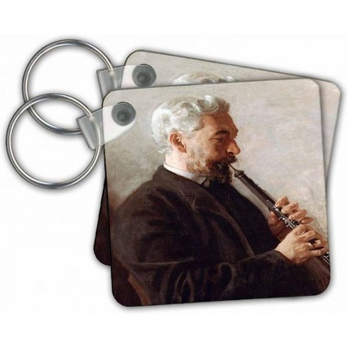 eakins - 3d Rose Key Chains Thomas Eakins의 오보에 플레이어 1903 kc-172987-1, Multicolor, set of 6 Key Chains