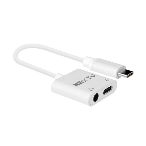 넥스트 PD충전 오디오 잭 어댑터 USB-C to 3.55mm NEXT-AV2307, 6cm, 화이트, 1개