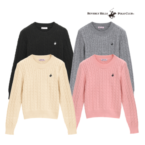비버리힐스폴로클럽 비버리힐스클럽 여성 꽈배기 케이블 니트 4종택1