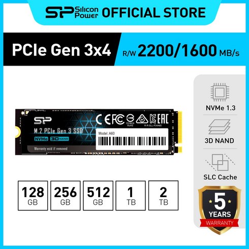 nvme256gb올인원프로 - 실리콘파워 Silicon Power P34A60 PCie 3.0 NVME SSD M.2 2280, 256GB