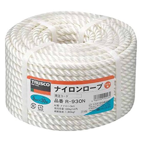 TRUSCO Nylon rope 9mm x 30m 3-strike type R-930N, 1개