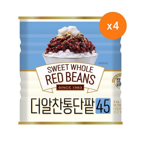 대두식품 - [화과방] 더알찬통단팥45(캔) 3kg / 붕어빵 팥빙수 대두식품, 4개
