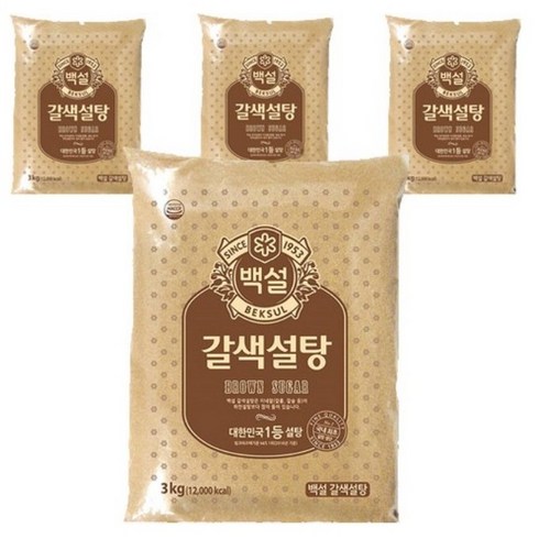 백설 갈색설탕, 3kg, 4개