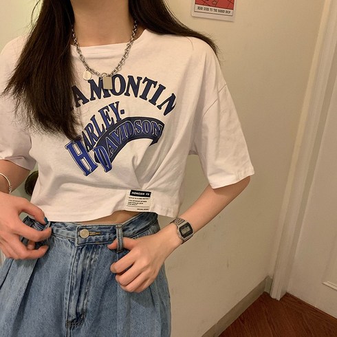 [데일리크롭/소장각!!] 주디엘리 여성 여름 할리 크롭 반팔 티셔츠