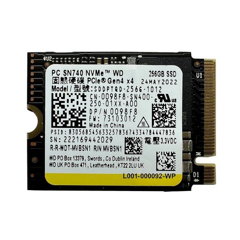 sn740 - WD SN740 256GB SSD M.2 2230 30mm NVMe PCIe 4.0 Gen 4 x 4OEM 핫템 잇템, 512 GB