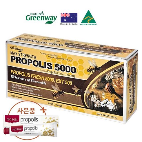 네이쳐스그린웨이 호주 프로폴리스 5000mg 120캡슐 목 에좋은영양제 포로폴리스 항산화건강 솔루션, 120정, 1개