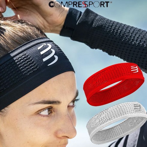 compressport - 컴프레스포트 스포츠 마라톤 러닝 슬림헤어밴드 THIN, BLACK원사이즈, 1개