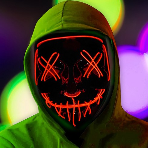 가면 - 에이런 할로윈 LED 마스크 Halloween mask costumes, 레드, 1개