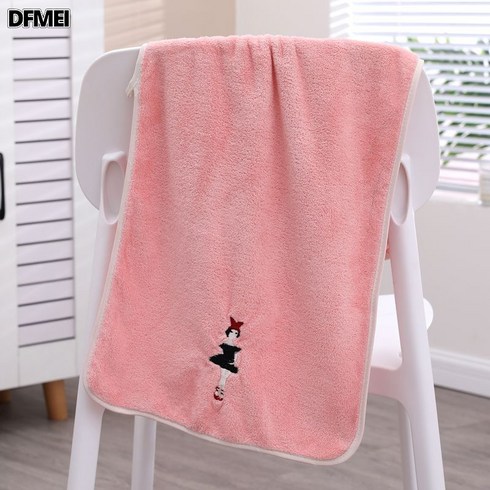 DFMEI 두터운 목욕 타올을 늘려 보풀이 빠지지 않는 커플 목욕 타올 가슴 보호대 성인 코랄 샤워 타올, 발레 걸푸포 핑크【수건 1매】