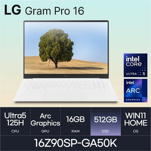 16z90sp-ga50k - LG전자 그램 프로16 16Z90SP-GA50K, WIN11 Home, 16GB, 512GB, 화이트