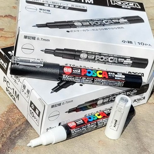 유니 데코펜 포스터마카 포스카-0.7mm 극세필 1다스, 상품선택, 화이트 10자루, 1개, 상세페이지 참조