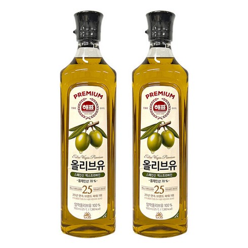 해표올리브유900 - 해표 프리미엄 압착 올리브유 900mL x 2개