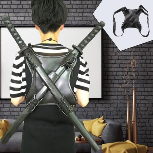 레이피어 언월도 롱소드 PU 가죽 하네스 가방 더블 칼 칼집 다시 스토리지 케이스 코스프레 할로윈 장식을위한 스트랩 의상 홀스터