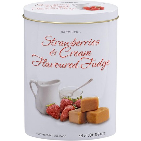Gardiners of Scotland Luxury Strawberries and Cream Fudge Tin 10.7oz, 1개