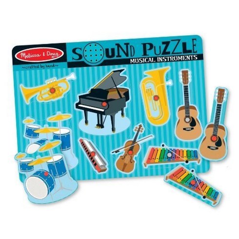 Melissa & Doug 악기 테마 사운드 퍼즐 & 스크래치 아트 미니패드 번들 (00732)