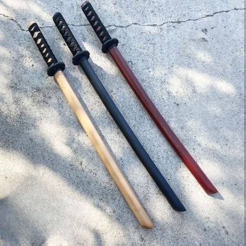 목검 검도 수련용 일본도 목도 죽도 나무 소품 훈련용 장식용 흑단목검, 우드-60cm