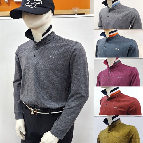 2023년 가성비 최고 와이드앵글남성 - 루이까스텔 골프웨어 50%할인 남성 가을 겨울 스트라이프 긴팔 기능성 골프 티셔츠 3MRTS906