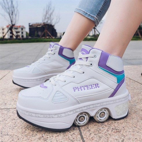 슈즈롤러 힐리스 바퀴신발 롤러슈즈 성인용 휠리스, 230, 1207 화이트 퍼플