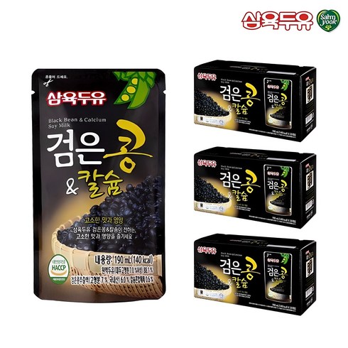 삼육두유검은콩 - 삼육두유 검은콩&칼슘 검은콩두유 파우치, 190ml, 60개