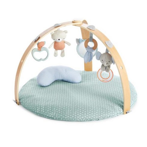 ingenuity - Ingenuity Cozy Spot Reversible Dubet Activity Gym & Play Mat with Wooden Bar - 양토 나이 신생아 +, Loamy