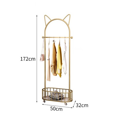 일룸헹거 옷걸이 철제 옷걸이바 까사미아헹거 스탠딩 행거, 50 롱 골드 고양이 귀걸이