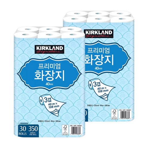 커클랜드 시그니춰 프리미엄 3겹 화장지40m x 30롤x 2, 2개, 30롤