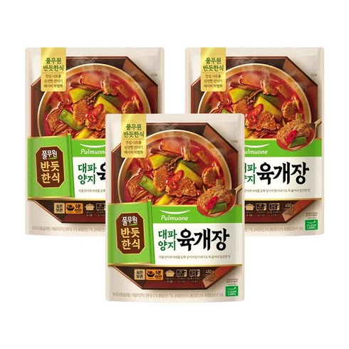 미당 대파 듬뿍 육개장  450g x 8팩 - 풀무원 반듯한식 대파양지 육개장, 450g, 3개