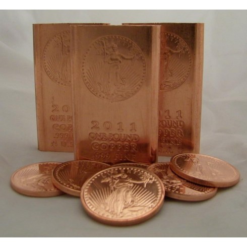 REEDERSONG 453.6g1파운드 플랫 스타일 구리 바 + 5 28.3g1온스 라운드 50357