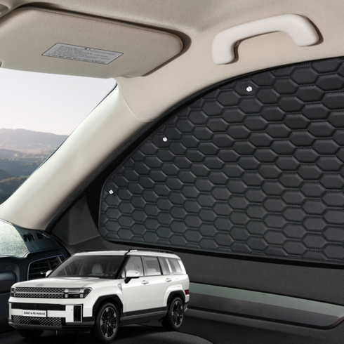 디올뉴 싼타페 MX5 햇빛가리개 본투로드 하이브 캠핑 차박 암막 커튼 1열+2열+3열, 1열+2열+3열+뒷창가리개, 블랙