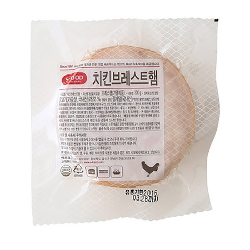 치킨브레스트햄 - 에쓰푸드 치킨브레스트슬라이스300g(약20매, 300g, 1개