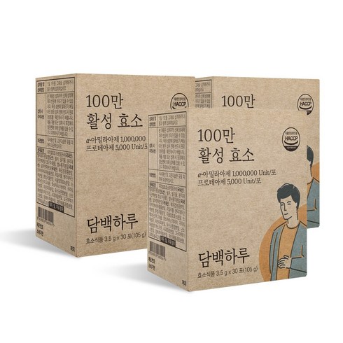 담백하루 100만 활성효소 30포, 3개, 105g