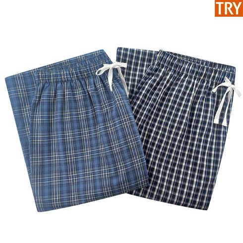 트라이 남자 순면 체크 파자마 9부 긴바지 D02I