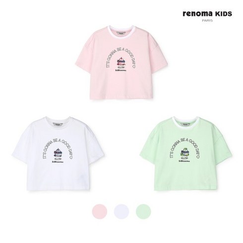 여아크롭티 - 레노마키즈 여아용 크롭 그래픽 티셔츠 R2425T180