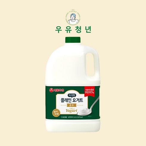 서울우유 대용량 플레인요거트 더진한 2.45L 무가당 그릭요거트 요플레 우유청년, 1개