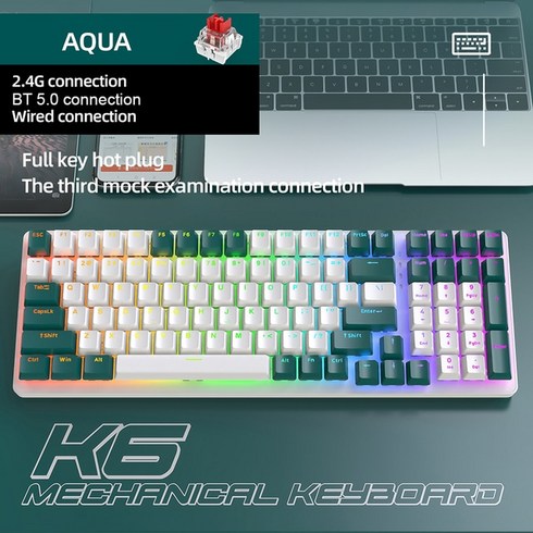 하이무미드나잇 바다소금스위치 K6 기계식 키보드 100 키 PBT 캡, 없음, 없음, 3.100 Keys red axis